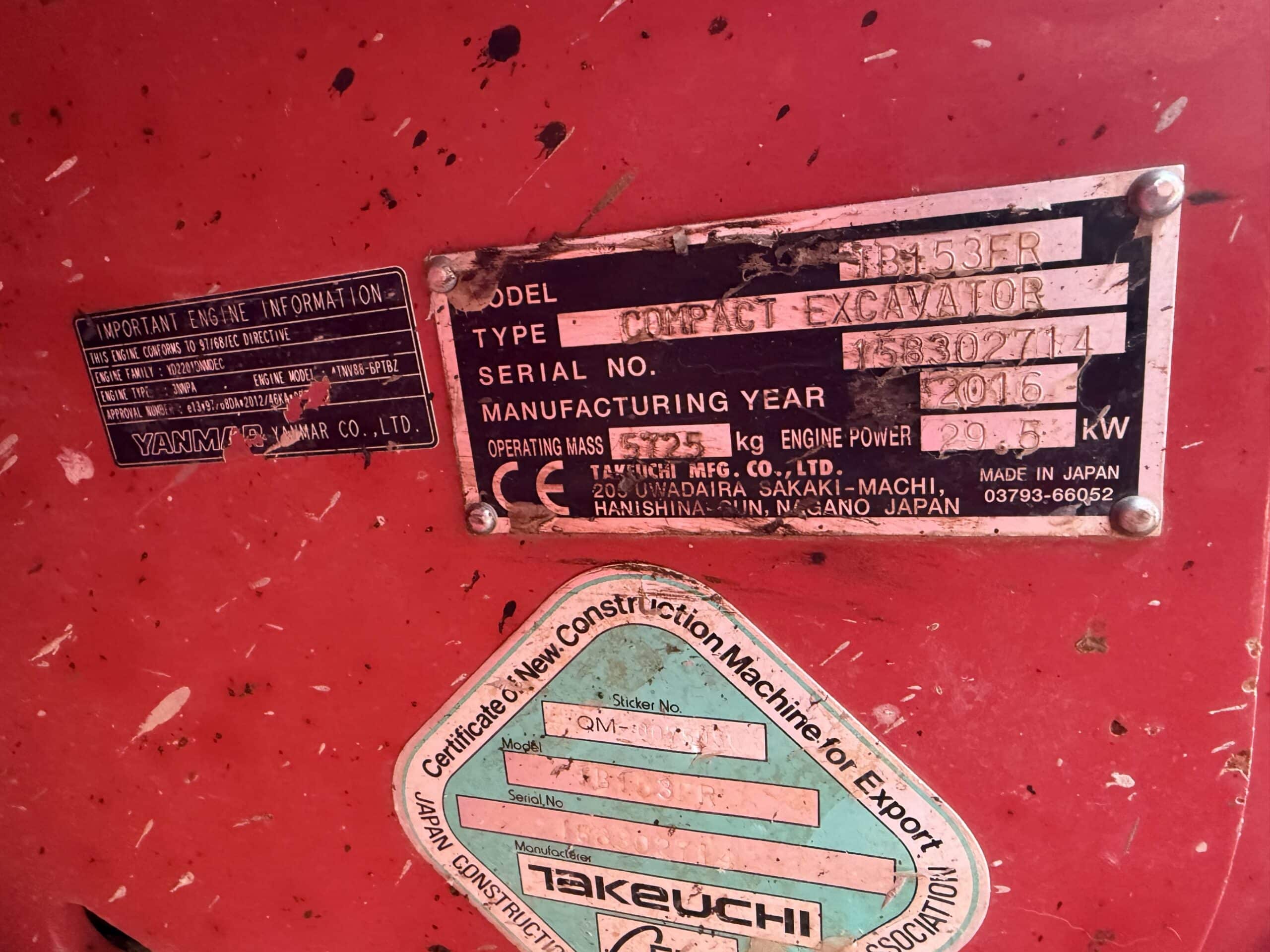 Mini-pelle hydraulique TAKEUCHI TB153FRA – Image 10